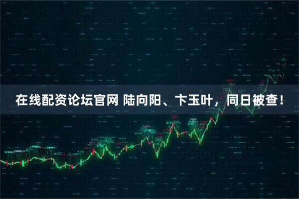 在线配资论坛官网 陆向阳、卞玉叶，同日被查！
